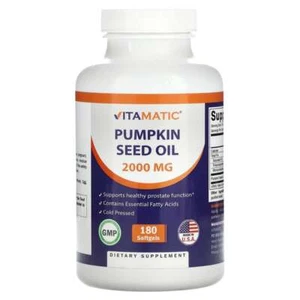 Vitamatic, aceite de semilla de calabaza, 2.000 mg, 180 cápsulas blandas (1.000 mg por cápsula blanda) - Imagen 1 de 2