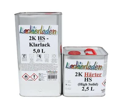 SET 2K HS Klarlack 2:1 inkl. Härter normal 7,5 L | 5,0 L Klarlack 2,5 L Härter - Bild 1 von 4
