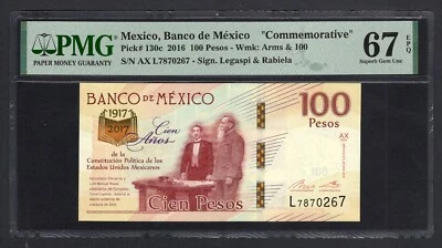Mexico 100 Pesos 2016 P130c "Commemorative" Uncirculated Grade 67 - Image 1 of 2