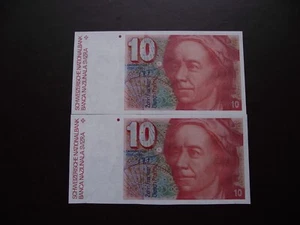 SCHWEIZ (SWITZERLAND). 2 UNC BANKNOTEN@10 FRANKEN (1980) P-53b - Bild 1 von 3