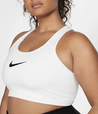 NWT Nike Swoosh Sports Bra Women's White/Black BQ0973-100 Plus Size 1X - Image 1 of 4