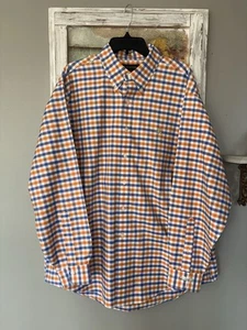 Brooks Brothers Non Iron Orange Blue Plaid Button Down Shirt Size XL - Picture 1 of 6