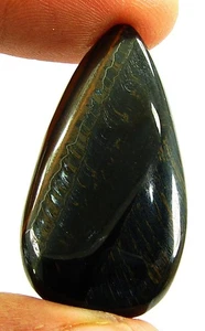 31.90Ct Natural Black Tiger's Eye Loose Gemstone Cabochon Wire Wrap Stone -27041 - Picture 1 of 2