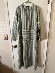 NWOT Sunnyme SZ 3XL UNISEX Long Dress Kaftan 100% COTTON Stripe - Picture 1 of 16