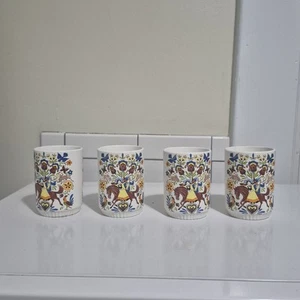 Vitg Set of 4 Danish Modern Tumblers Juice Glass Horse Folk Art - Picture 1 of 6