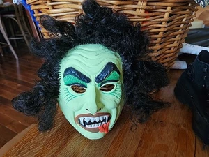 Vintage Ben Cooper 80er haarige gruselige Vampir Dracula schwarze Haare Halloween Maske  - Bild 1 von 16