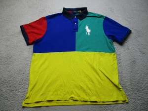 Ralph Lauren Polo Shirt Mens 2XL Multi Color Block Big Pony Rugby Casual - Picture 1 of 9