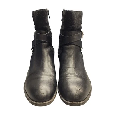 Lauren Ralph Lauren Makalia Botines Mujer EE. UU. 9.5B Negro Cuero Hebilla Correa Foto 1 de 4