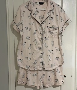 Kate Spade Knit Pajama PJ Set Size L Top & Shorts Dalmatian Dogs Light Pink NWOT - Picture 1 of 13