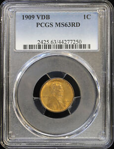 1909 VDB 1c Lincoln Wheat Cent PCGS MS 63 Red | RD UNC
