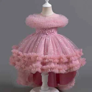 Girl Child Elegant Party Luxury Spanish Ceremony Kids Dress Prom Pink Frocks - Picture 1 of 16