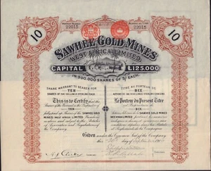 SAWHEE GOLD MINES ( WEST AFRICA ) LIMITED dd 1910 UK / GB - Picture 1 of 1