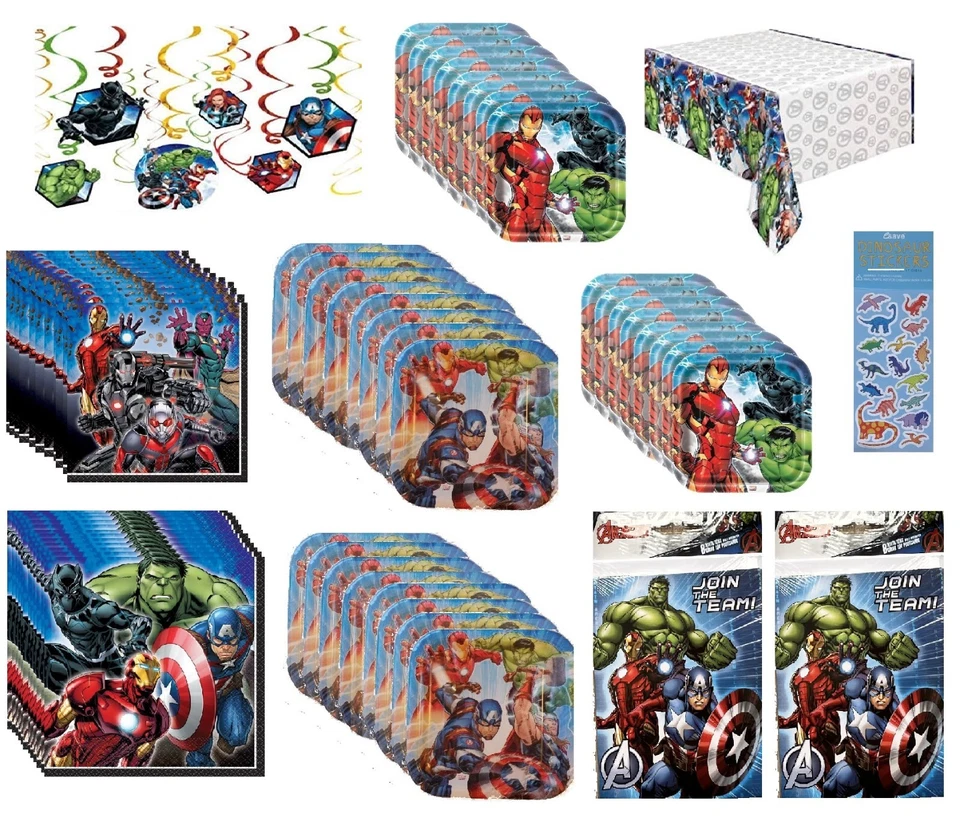 Platos de cumpleaños Avengers, servilletas, mantelera, reventones (elige lo que necesites) Foto 1 de 1