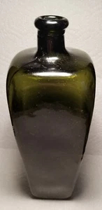 19th Century Olive Green Blown Cased Glass Gin Bottle Applied Lip 10-1/2" High - Picture 1 of 22