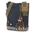 New Chala Patch Crossbody Messenger  Bag Canvas Denim Navy Blue Dog DOBERMAN