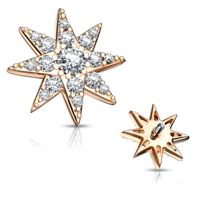 Anclaje de hilo interno dérmico flor pétalo marquesa centro circonita cúbica redonda 14GA G45 Foto 1 de 3