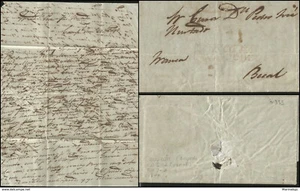 J) 1849 MEXICO, PRESTAMP, RED CANCELLATION, COMPLETTE LETTER, CIRCULATED COVER,  - Picture 1 of 1