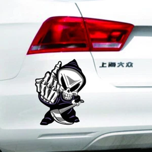 2 pezzi fai da te auto scheletro dito medio sticker adesivo auto teschio moto sticker - Foto 1 di 8