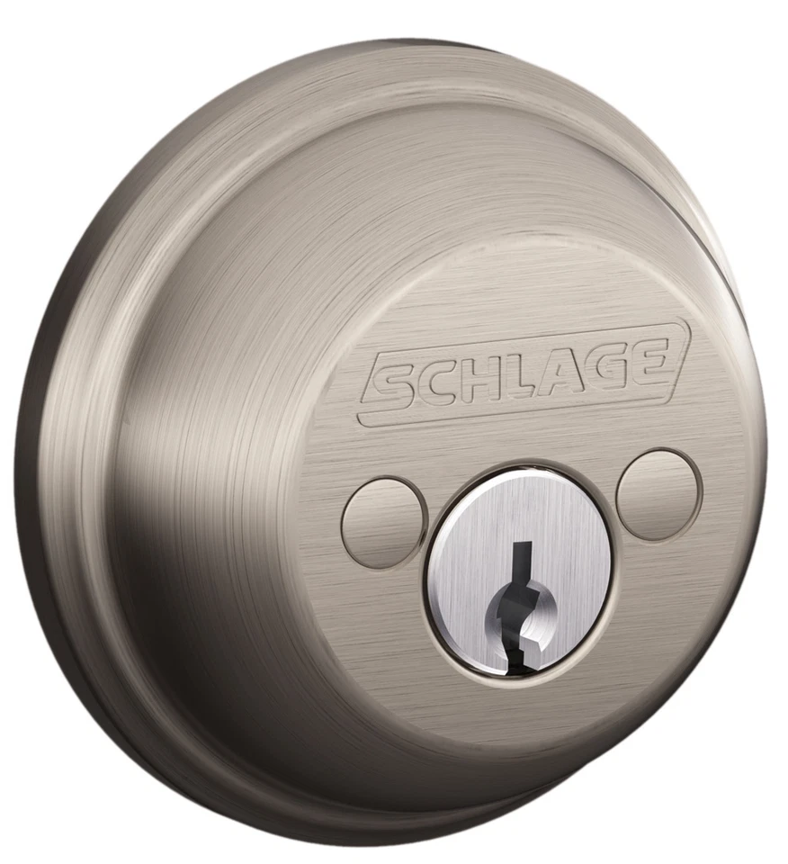 Schlage B362n V 619 Satin Nickel Double Cylinder Deadbolt Keyed on 2 Sides