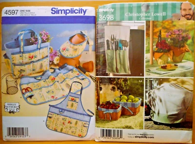 2 New Patterns Simplicity 4597-3698 Garden-BBQ Accs. Apron-BBQ Cover-Tote + FF - Image 1 of 2