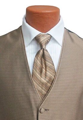 Chaleco de esmoquin Jean Yves Sterling Latte marrón para hombre y corbata boda novio graduación Foto 1 de 3