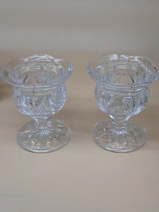 Set Of 2 Princess House Vintage Lead Crystal Candle Holders Pillar Taper - Picture 1 of 11