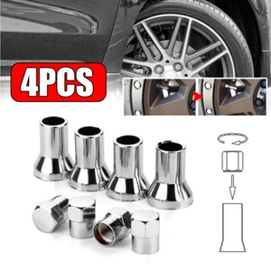Set 4 Copri Manicotto Stelo Valvola Cromato TPMS Universale e Tappo Kit Accessori Auto - Foto 1 di 10