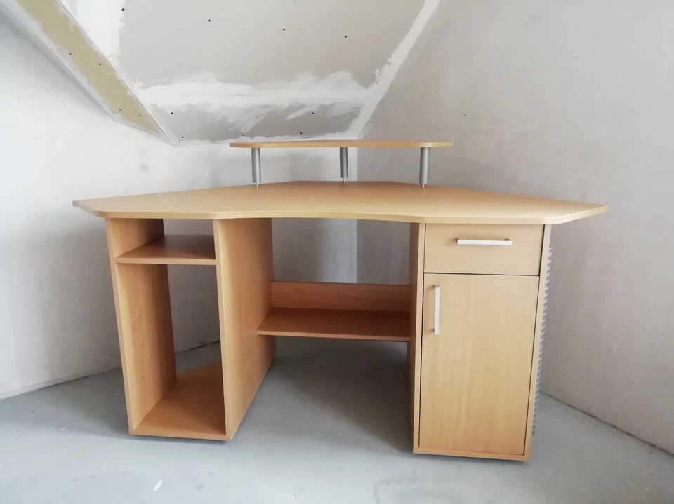 Eckschreibtisch mit Aufsatz 160cm Länge, 80cm Breite, 74 cm Höhe, Stuhl optional - Bild 1 von 4