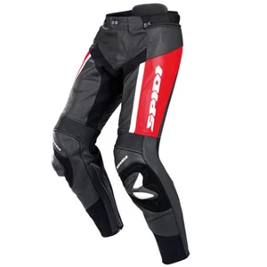 Spidi RR Pro Leather Sports Motorcycle Motorbike Trousers - Black / Red - Picture 1 of 2