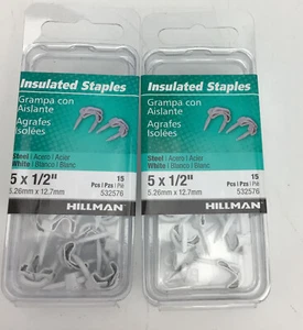 MENGE 2 HILLMAN ISOLIERTE HEFTKLAMMERN 532576 5 X 1/2" WEISS 15 PRO PACK KOSTENLOSER VERSAND - Bild 1 von 4