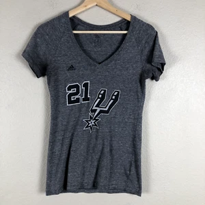 San Antonio Spurs Shirt Womens Small Gray Adidas Tim Duncan 2 Sided Graphic NBA - Picture 1 of 18