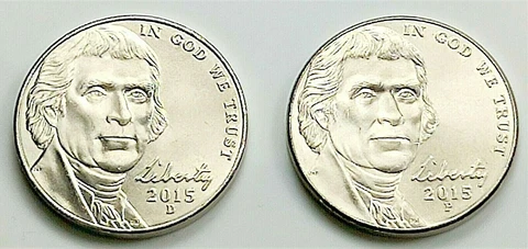 2015  P & D  Jefferson Nickel - BU Set Pulled From OBW Rolls Cover