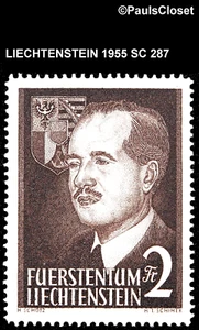 LIE 1955 SC 287 PRÍNCIPE FRANZ JOSEPH II MARRÓN OSCURO 2fr MNH OG MUY FINO - Imagen 1 de 2
