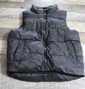 Old Navy Puffer Vest Kids Unisex XS Size 5 Black Full Zip Fleece Lining Warm! - Picture 1 of 8