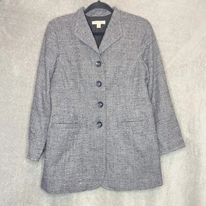 Coldwater Creek 12 Petite Coat Jacket Gray Fleck Button Up Long Sleeve Blazer - Picture 1 of 6