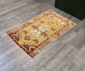 Orange Area Rug, Orange Turkish Rug, Turkish Area Rug, Vintage Rug, 2.6 x 4.1 ft - Picture 1 of 9