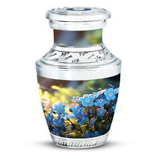 Small Ash Urns Forget Me Not Flowers On A Green Forest (3 Inch) Pack Of 1