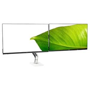 Dual Dell P2719H 27" Ultrathin Monitor w/ Dual Adjustable Humanscale Clamp Stand - Picture 1 of 12