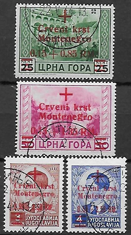 German Occupation Montenegro stamps 1944 MI 29-32 CANC VF / CTO - Image 1 of 1