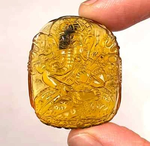 Cristal Ámbar Ganesha - Talla, Regalo, Decoración del Hogar, Cristales Curativos Piedras 52697 - Imagen 1 de 5
