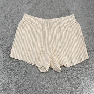 Abercrombie Linen Shorts Womens XLP Striped Lined Beachy Coastal Neutral Tan - Picture 1 of 13