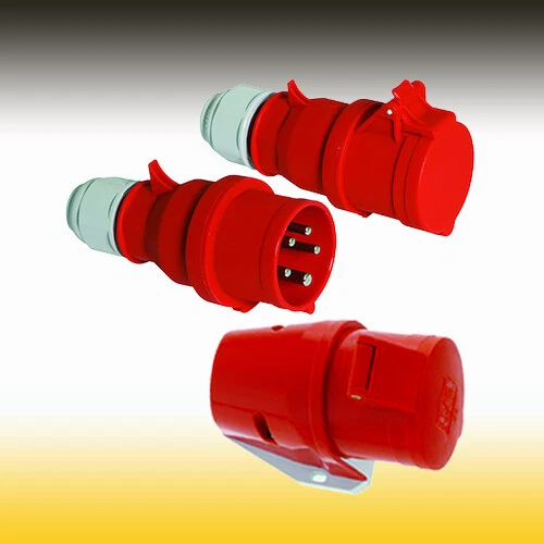 16A 415V 3 phase 5 pin red plug, trailing socket and Surface mount - Image 1 of 1
