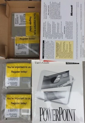 Microsoft PowerPoint  v. 4.0- 12 Set 3.5" Floppy Disks Sealed With Book - New - Image 1 of 4