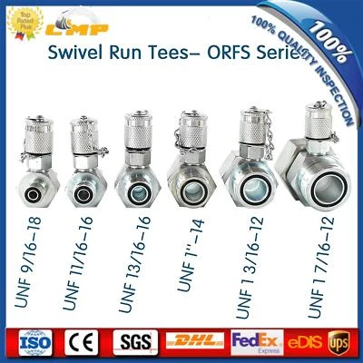 SINOCMP 6pcs Hydraulic Swivel Run Tees Hydraulic Tee Connectors ORFS Testing Tee Fitting