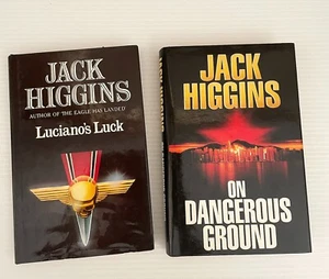 Jack Higgins Luciano's Luck & On Dangerous Ground Vintage HC DJ Fiction Thriller - Picture 1 of 8