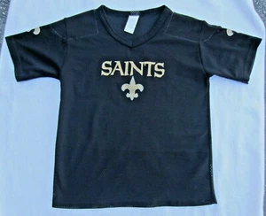 shirt youth M New Orleans Saints unisex black mesh short sleeves jersey used - Picture 1 of 5