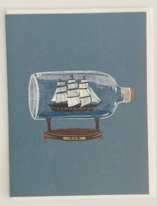 Boat in Bottle - Tarjeta de felicitación feliz día del padre de papá, papá, nueva y sobre - Imagen 1 de 2