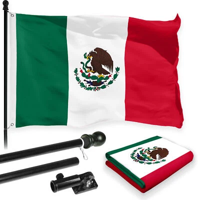 Combo G128: asta de bandera de aluminio de 5 pies negra y bandera mexicana de México impresa 2x3 pies Foto 1 de 4