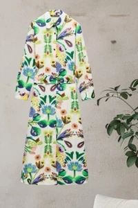 NWTZARA FLORAL PRINT POPLIN SHIRTDRESS WITH LONG SLEEVES - Picture 1 of 7