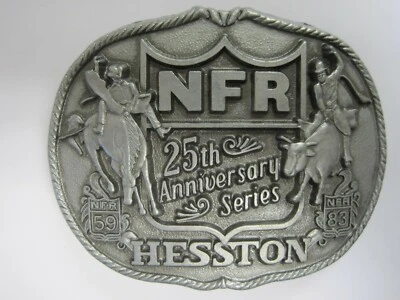 Винтажная ковбойская пряжка для взрослых National Finals Rodeo Hesston 1983 NFR    - Изображение 1 из 2